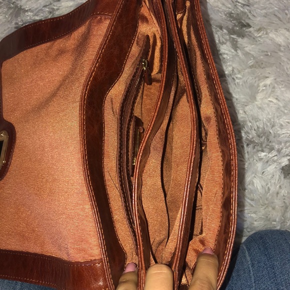 Badgley Mischka Brown Leather & Snakeskin Bag - Picture 4 of 8